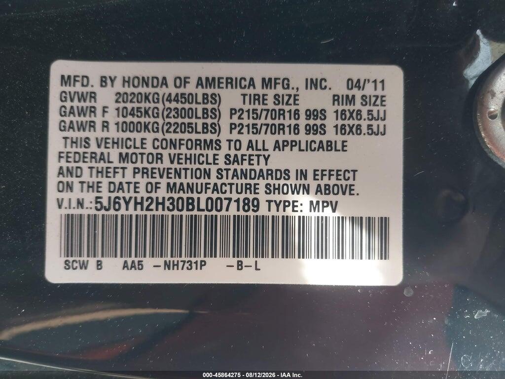 5J6YH2H30BL007189 2011 HONDA ELEMENT photo no. 9