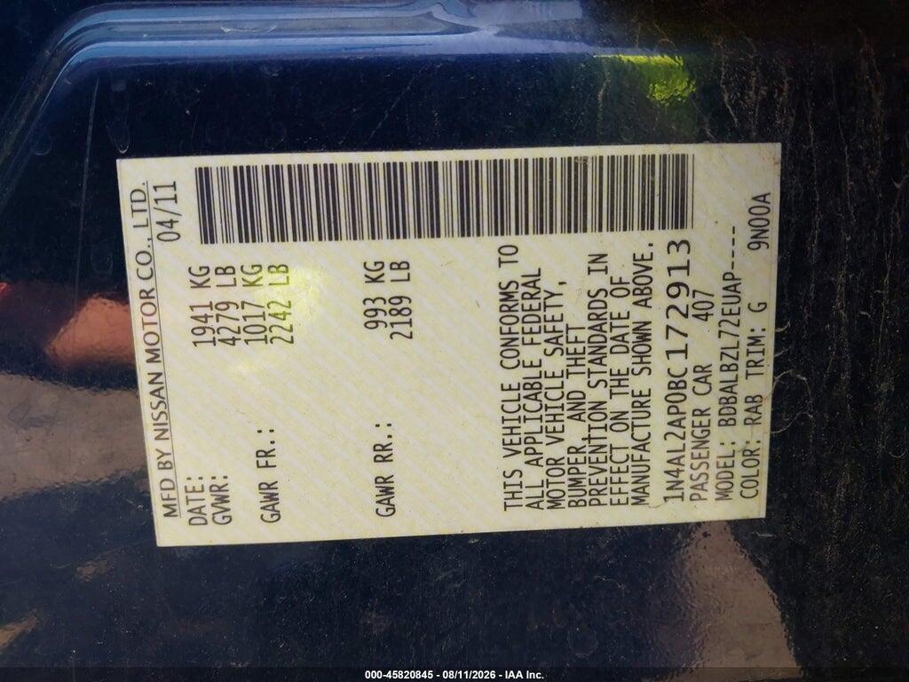 1N4AL2AP0BC172913 2011 NISSAN ALTIMA photo no. 9