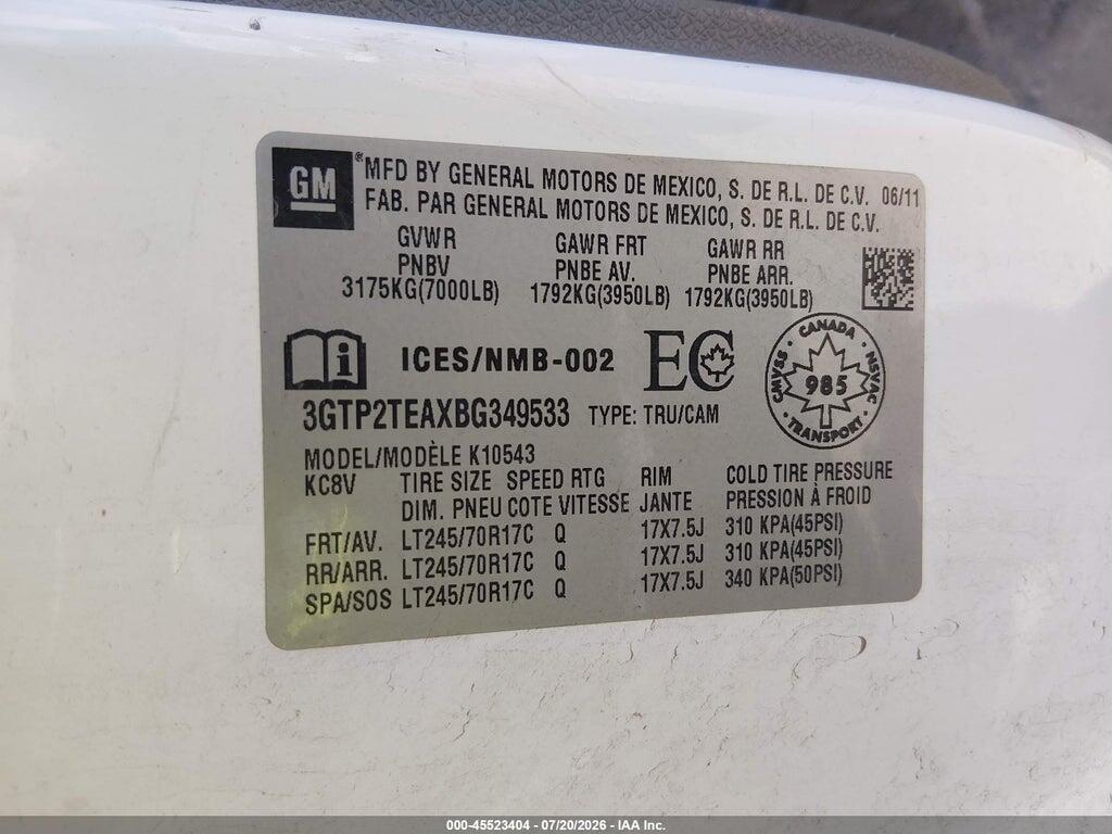 3GTP2TEAXBG349533 2011 GMC SIERRA 1500 photo no. 8