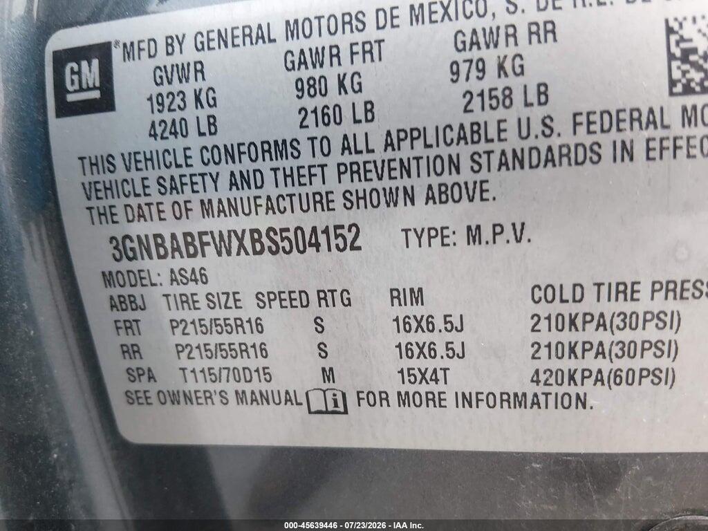 3GNBABFWXBS504152 2011 CHEVROLET HHR photo no. 9