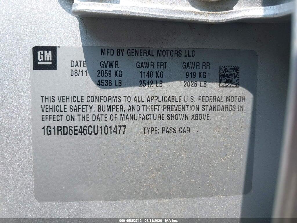 1G1RD6E46CU101477 2012 CHEVROLET VOLT photo no. 9