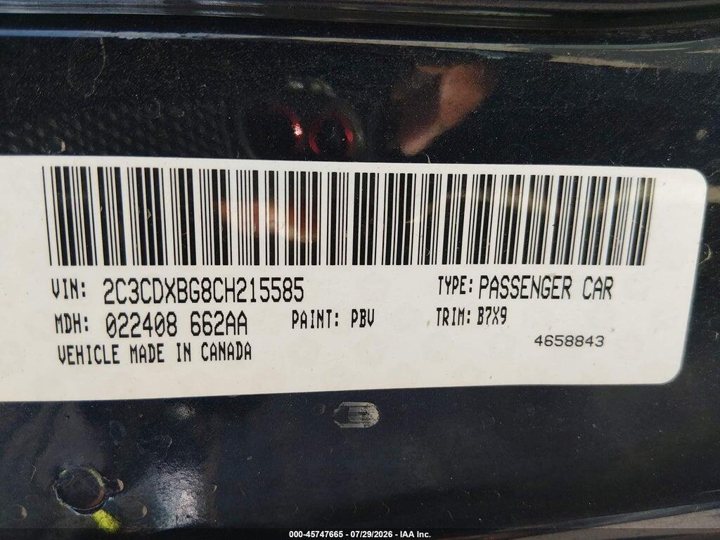 2C3CDXBG8CH215585 2012 DODGE CHARGER photo no. 9