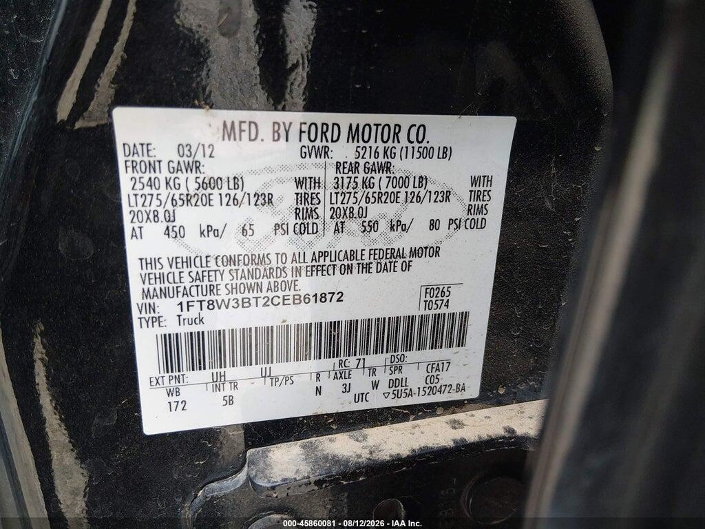 1FT8W3BT2CEB61872 2012 FORD F-350 photo no. 8