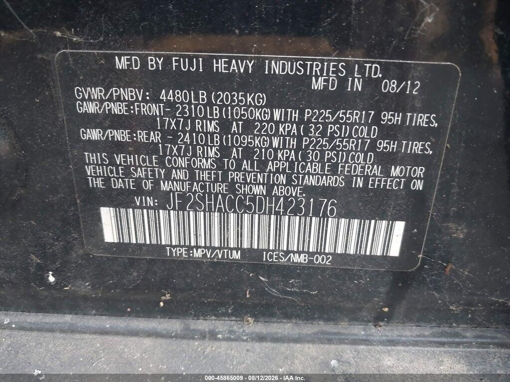 JF2SHACC5DH423176 2013 SUBARU FORESTER photo no. 9