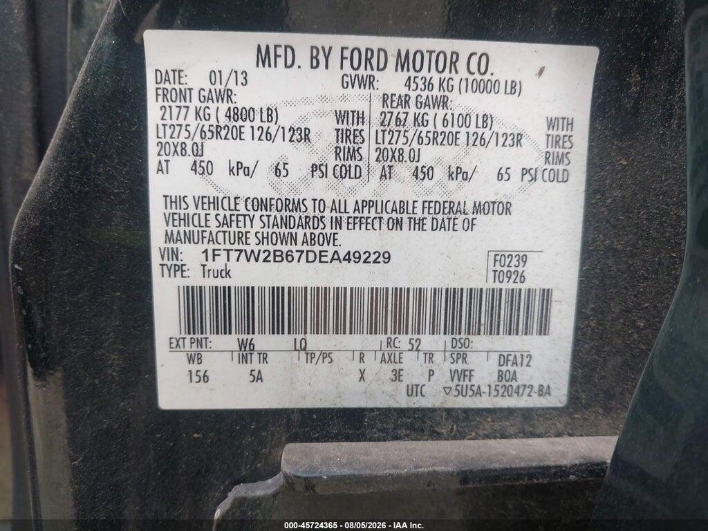 1FT7W2B67DEA49229 2013 FORD SUPER DUTY F-250 SRW photo no. 9