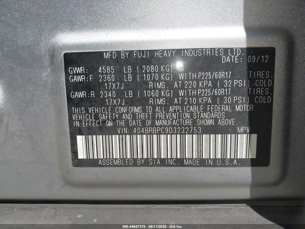 4S4BRBPC9D3232753 2013 SUBARU OUTBACK photo no. 9