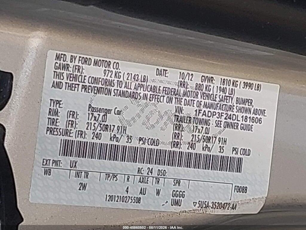 1FADP3F24DL181606 2013 FORD FOCUS photo no. 9