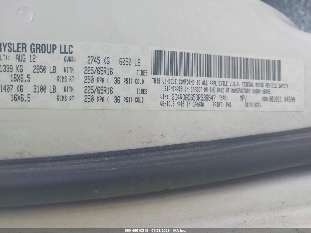 2C4RDGCG5DR536547 2013 DODGE GRAND CARAVAN photo no. 9