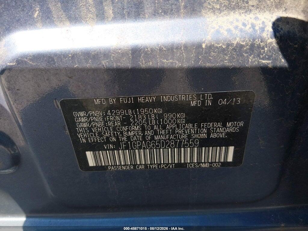 JF1GPAG65D2877559 2013 SUBARU IMPREZA photo no. 9