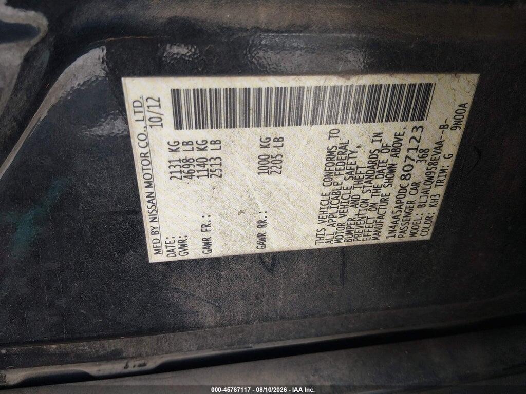 1N4AA5AP0DC807123 2013 NISSAN MAXIMA photo no. 9