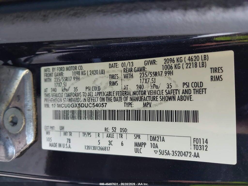 1FMCU0GX5DUC54057 2013 FORD ESCAPE photo no. 9