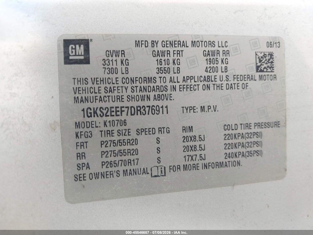 1GKS2EEF7DR376911 2013 GMC YUKON photo no. 9