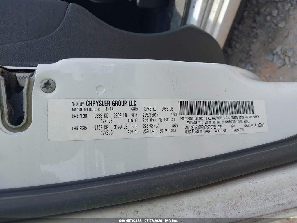 2C4RDGBG0ER276190 2014 DODGE GRAND CARAVAN photo no. 9