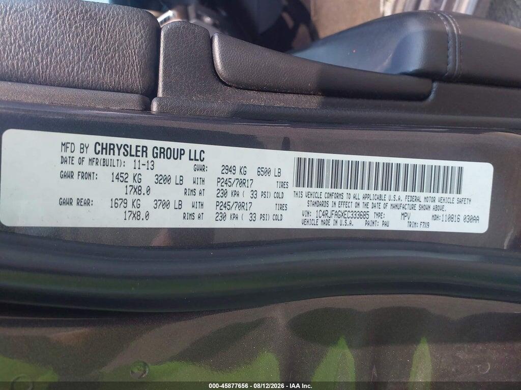 1C4RJFAGXEC333685 2014 JEEP GRAND CHEROKEE photo no. 9