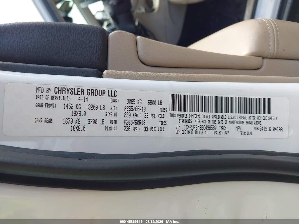 1C4RJFBM3EC498580 2014 JEEP GRAND CHEROKEE photo no. 9