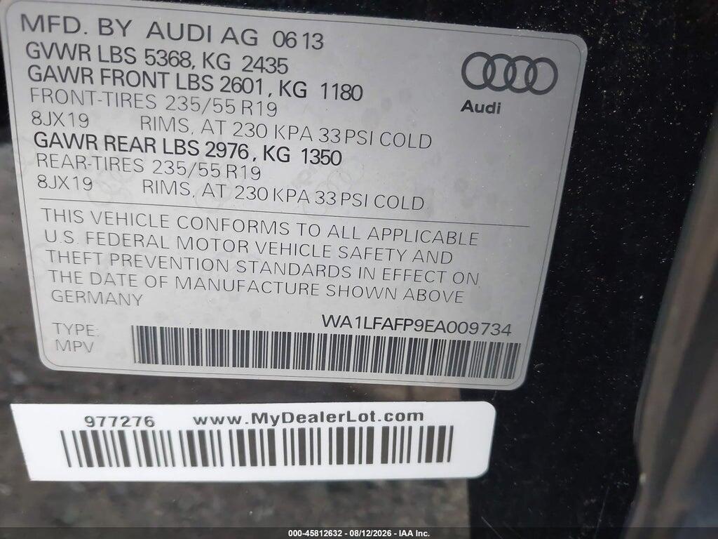 WA1LFAFP9EA009734 2014 AUDI Q5 photo no. 9
