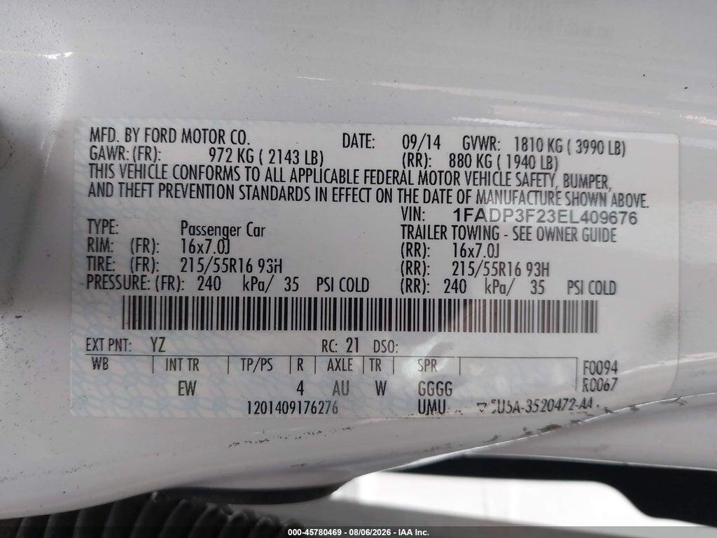 1FADP3F23EL409676 2014 FORD FOCUS photo no. 9