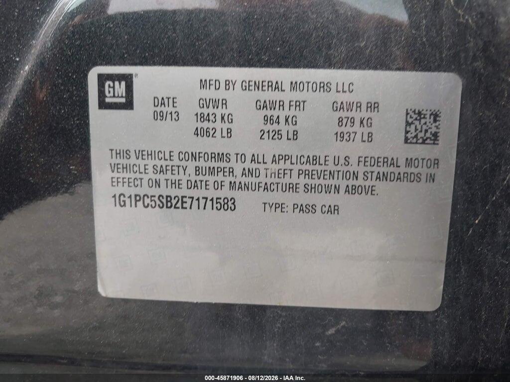 1G1PC5SB2E7171583 2014 CHEVROLET CRUZE photo no. 9