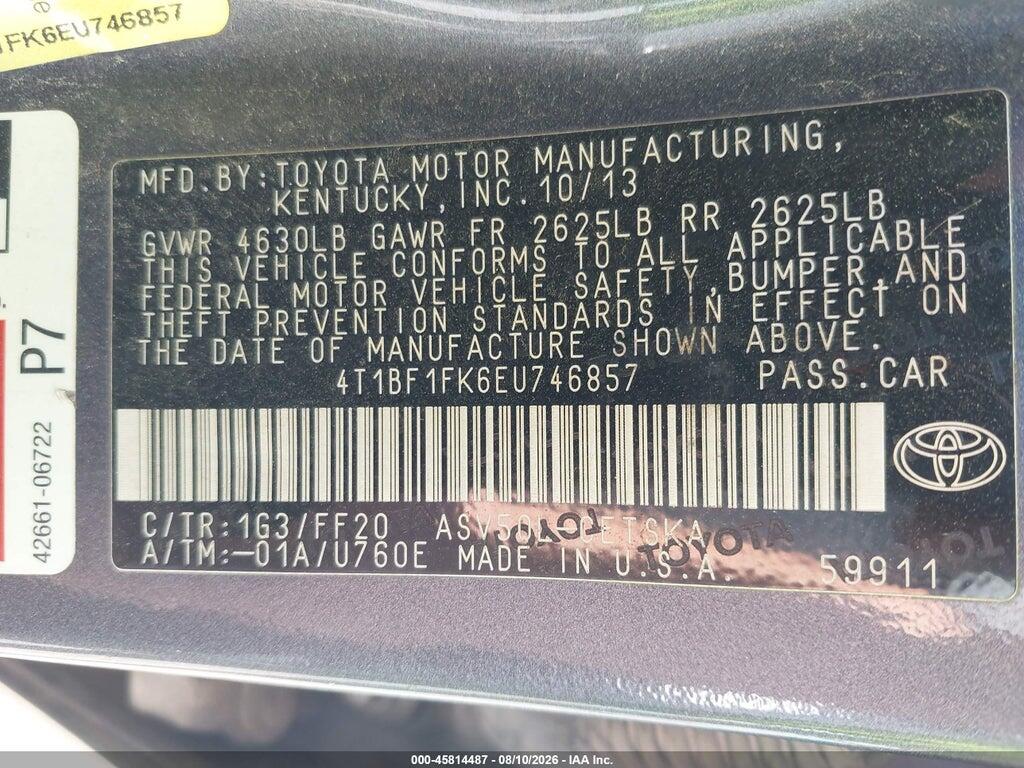 4T1BF1FK6EU746857 2014 TOYOTA CAMRY photo no. 9