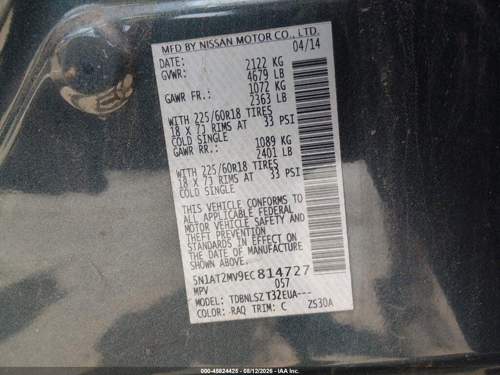 5N1AT2MV9EC814727 2014 NISSAN ROGUE photo no. 9