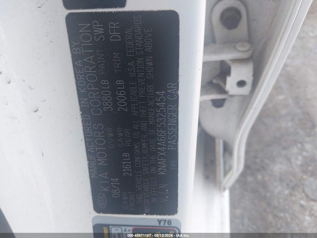 KNAFX4A66F5325454 2015 KIA FORTE photo no. 9