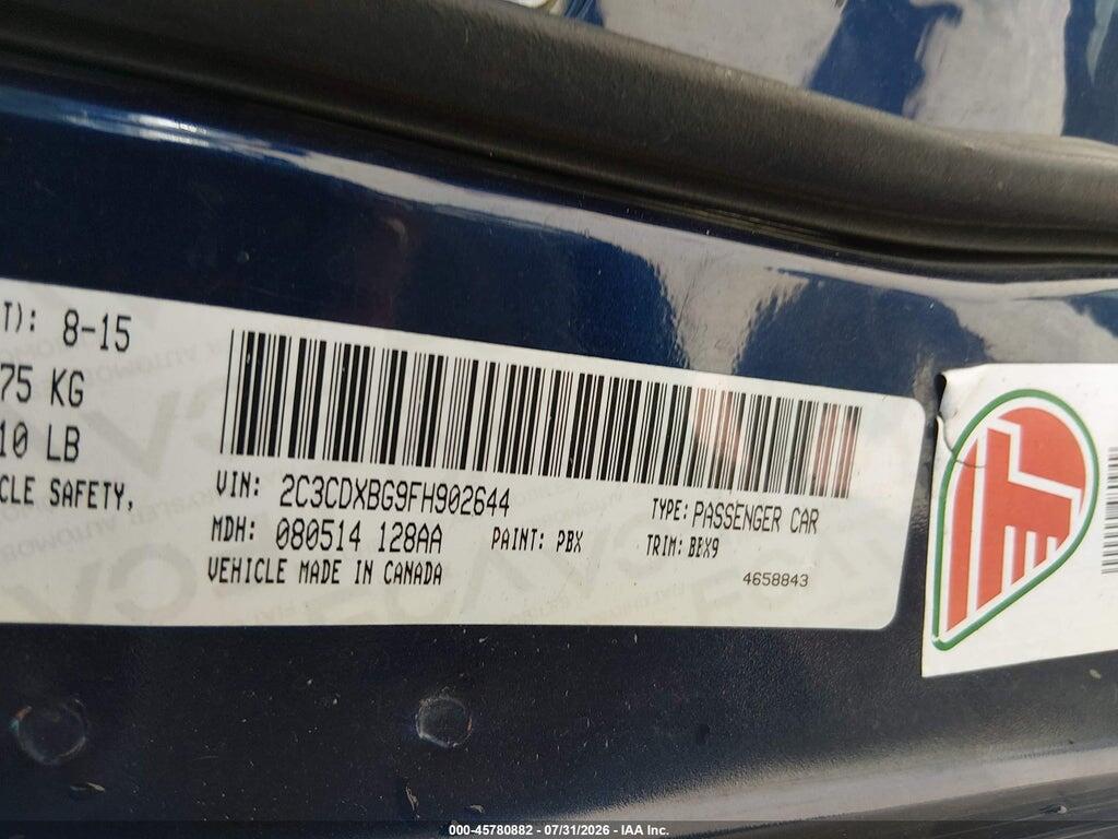 2C3CDXBG9FH902644 2015 DODGE CHARGER photo no. 9