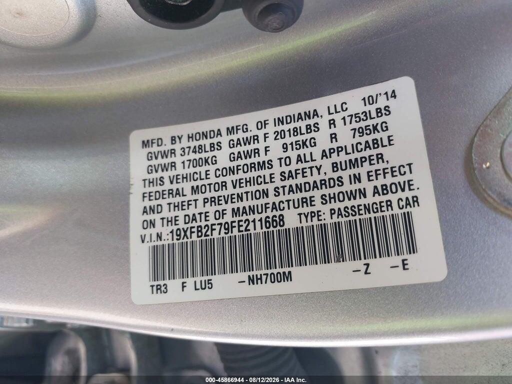19XFB2F79FE211668 2015 HONDA CIVIC photo no. 9