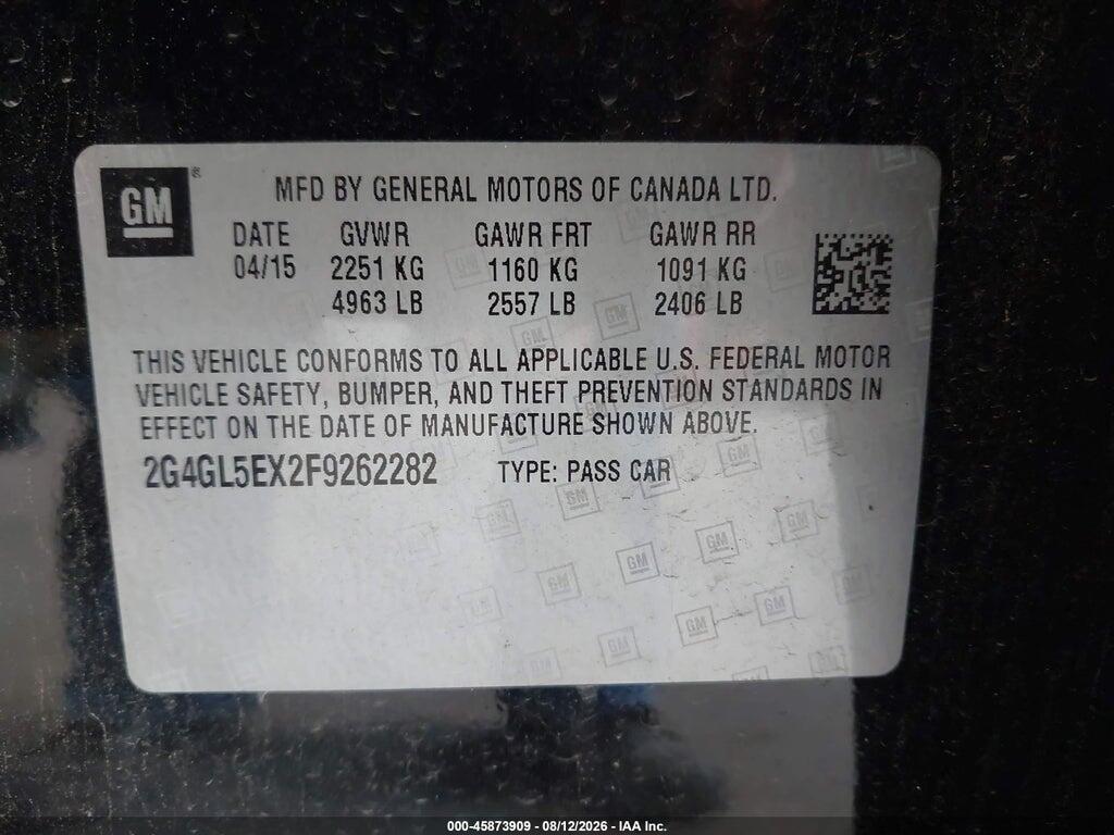 2G4GL5EX2F9262282 2015 BUICK REGAL photo no. 9