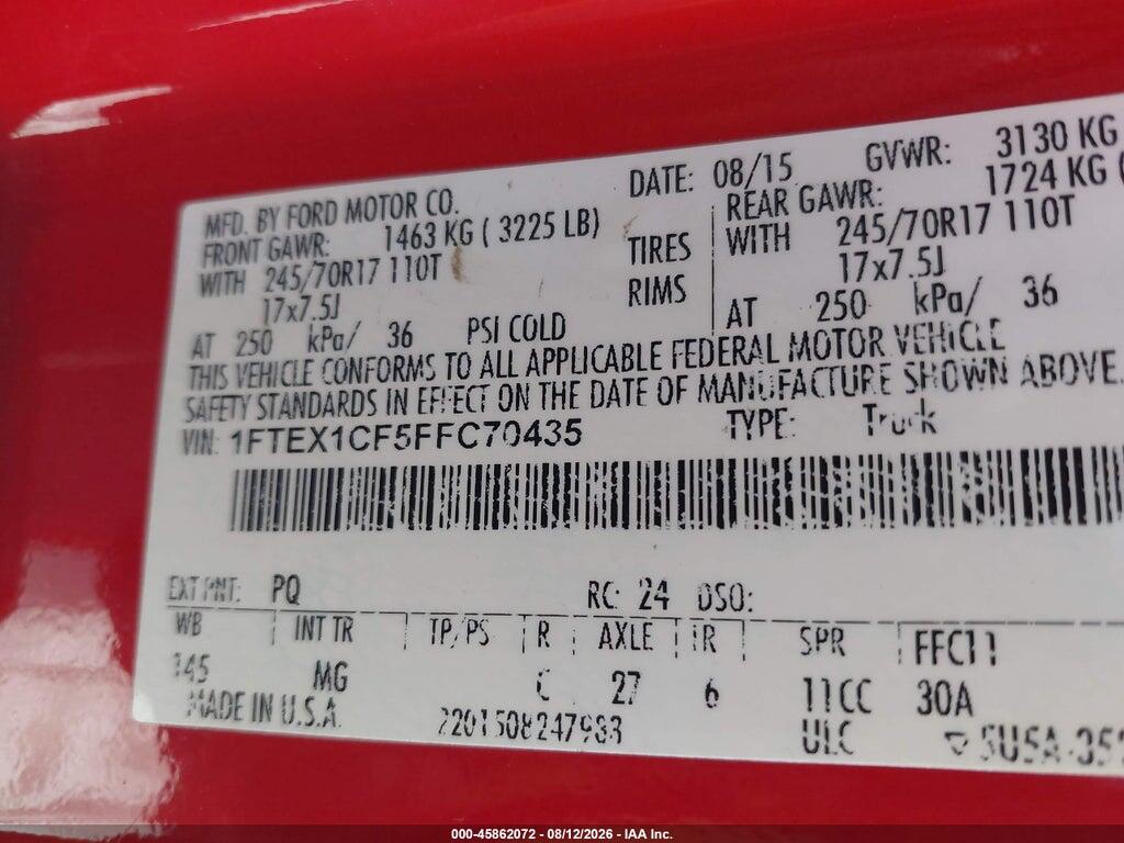 1FTEX1CF5FFC70435 2015 FORD F-150 photo no. 9