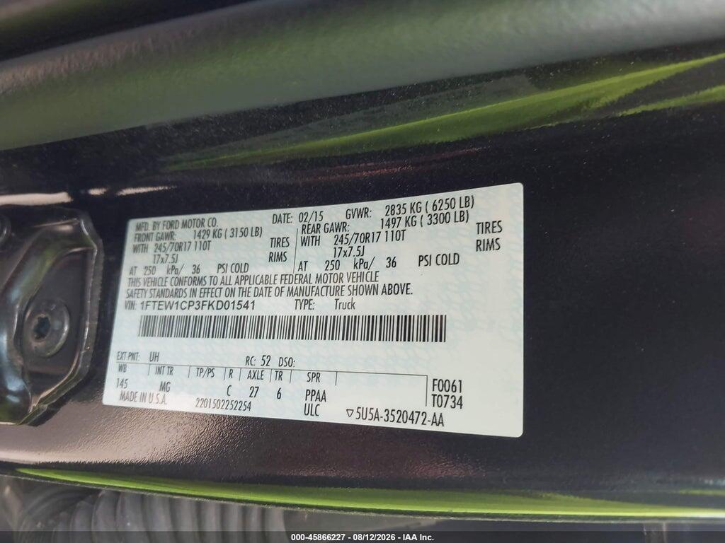 1FTEW1CP3FKD01541 2015 FORD F-150 photo no. 9