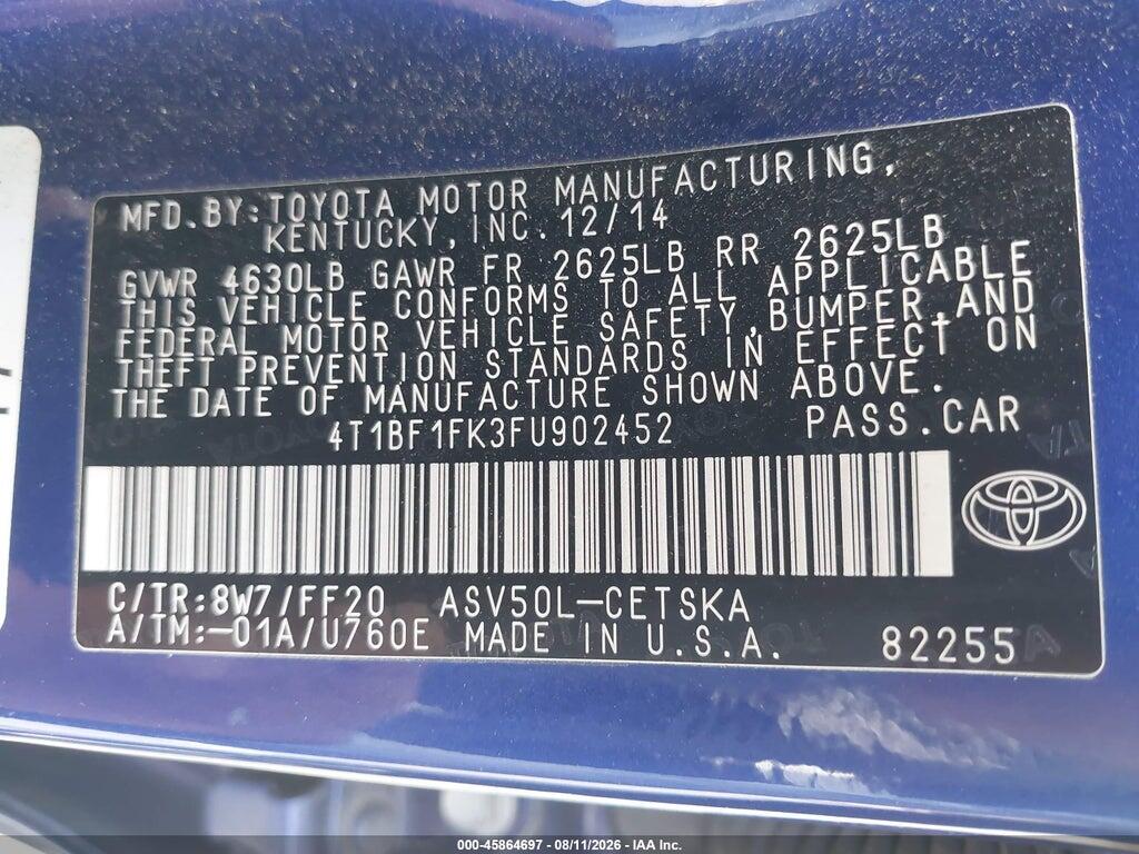 4T1BF1FK3FU902452 2015 TOYOTA CAMRY photo no. 9