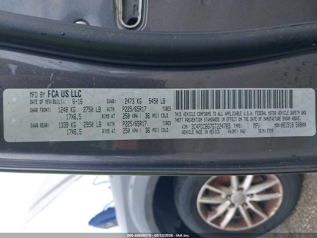 3C4PDCBG7GT224765 2016 DODGE JOURNEY photo no. 9