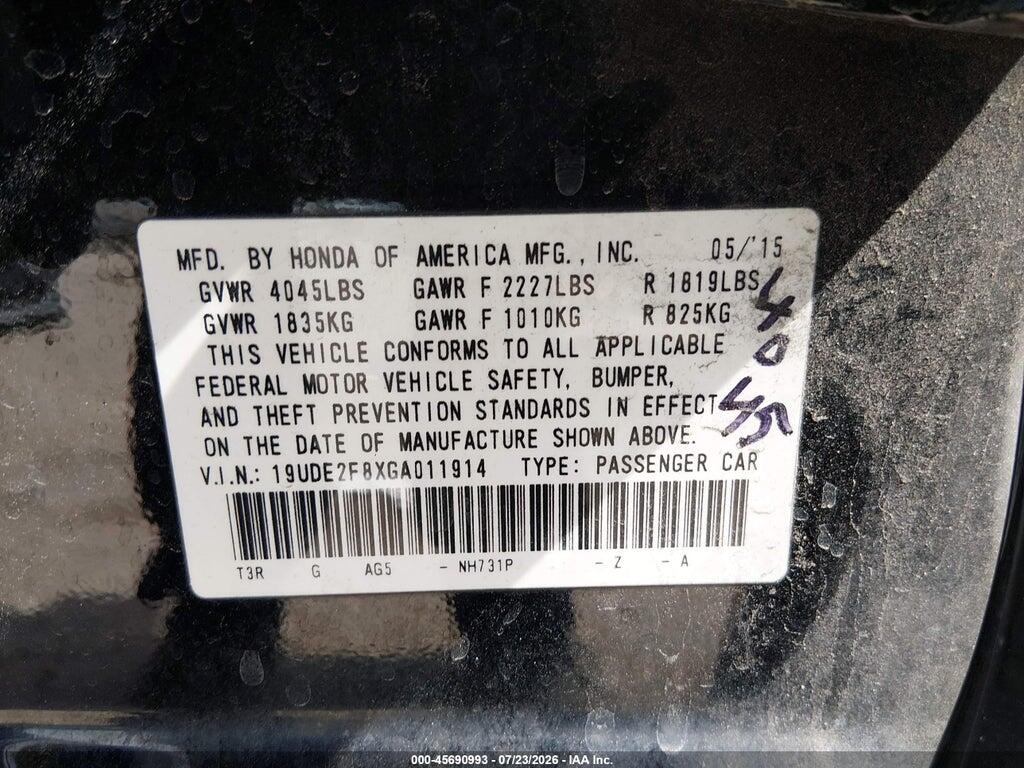 19UDE2F8XGA011914 2016 ACURA ILX photo no. 9