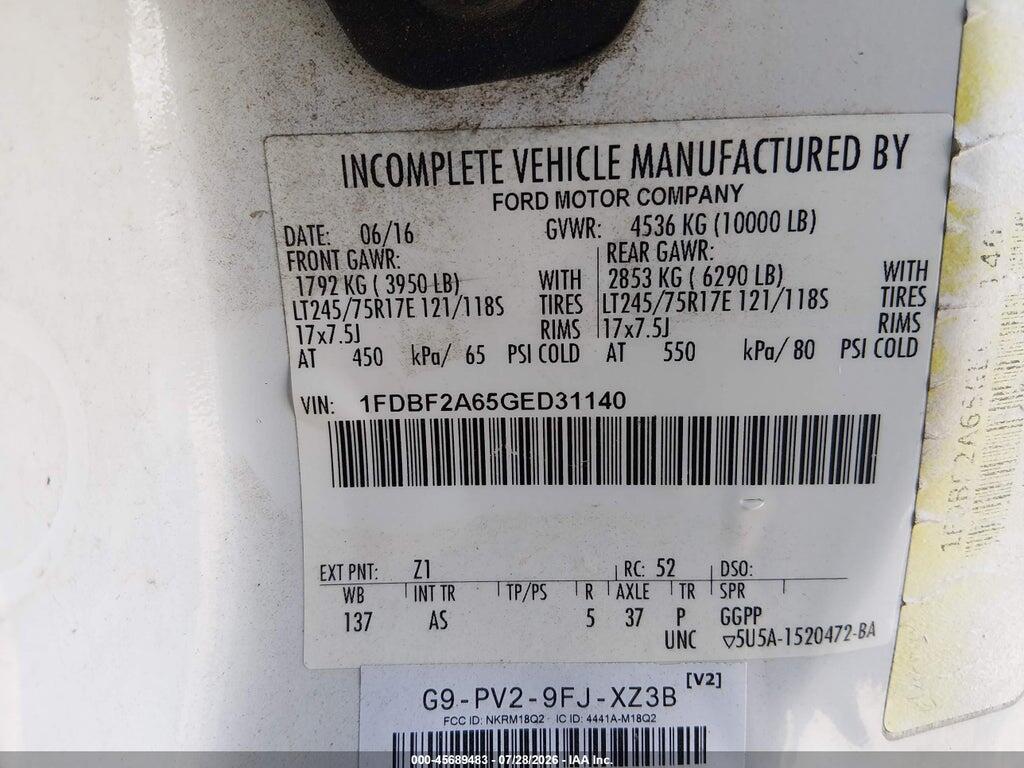 1FDBF2A65GED31140 2016 FORD F-250 photo no. 9