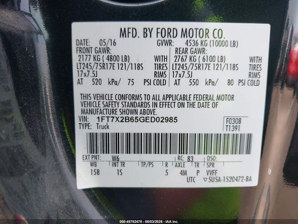 1FT7X2B65GED02985 2016 FORD F-250 photo no. 9