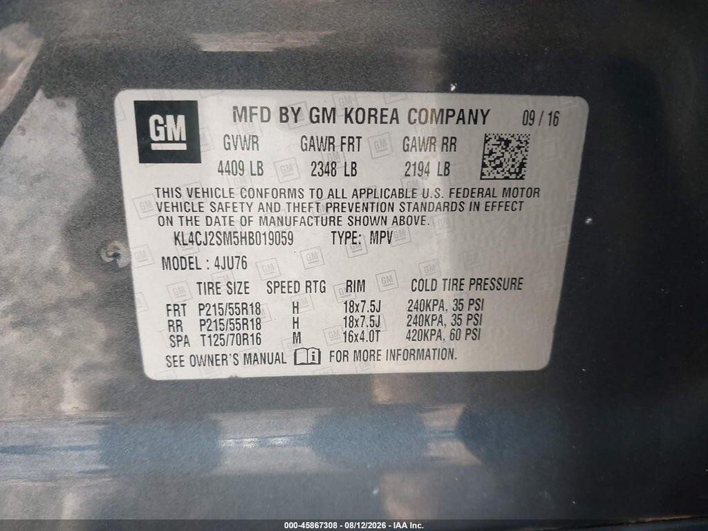 KL4CJ2SM5HB019059 2017 BUICK ENCORE photo no. 9