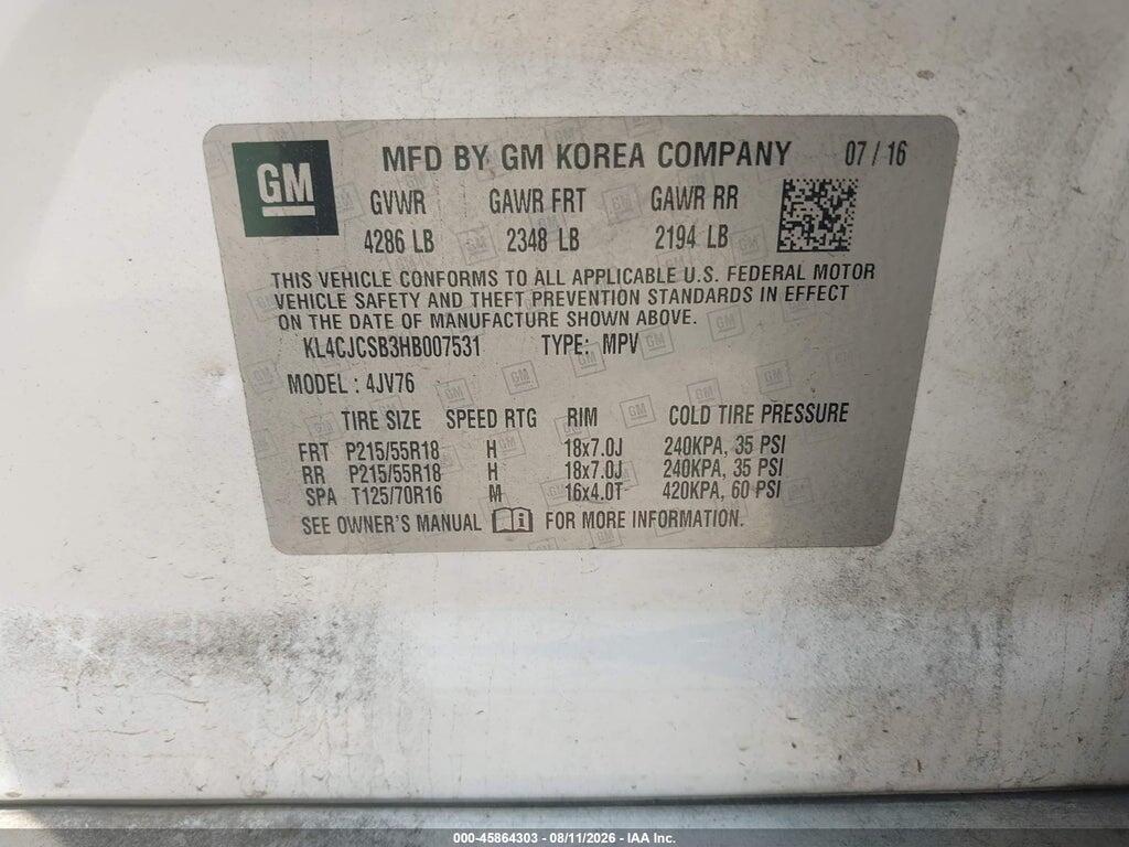 KL4CJCSB3HB007531 2017 BUICK ENCORE photo no. 9