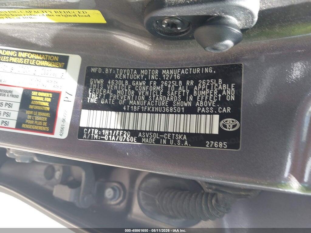 4T1BF1FKXHU368501 2017 TOYOTA CAMRY photo no. 9