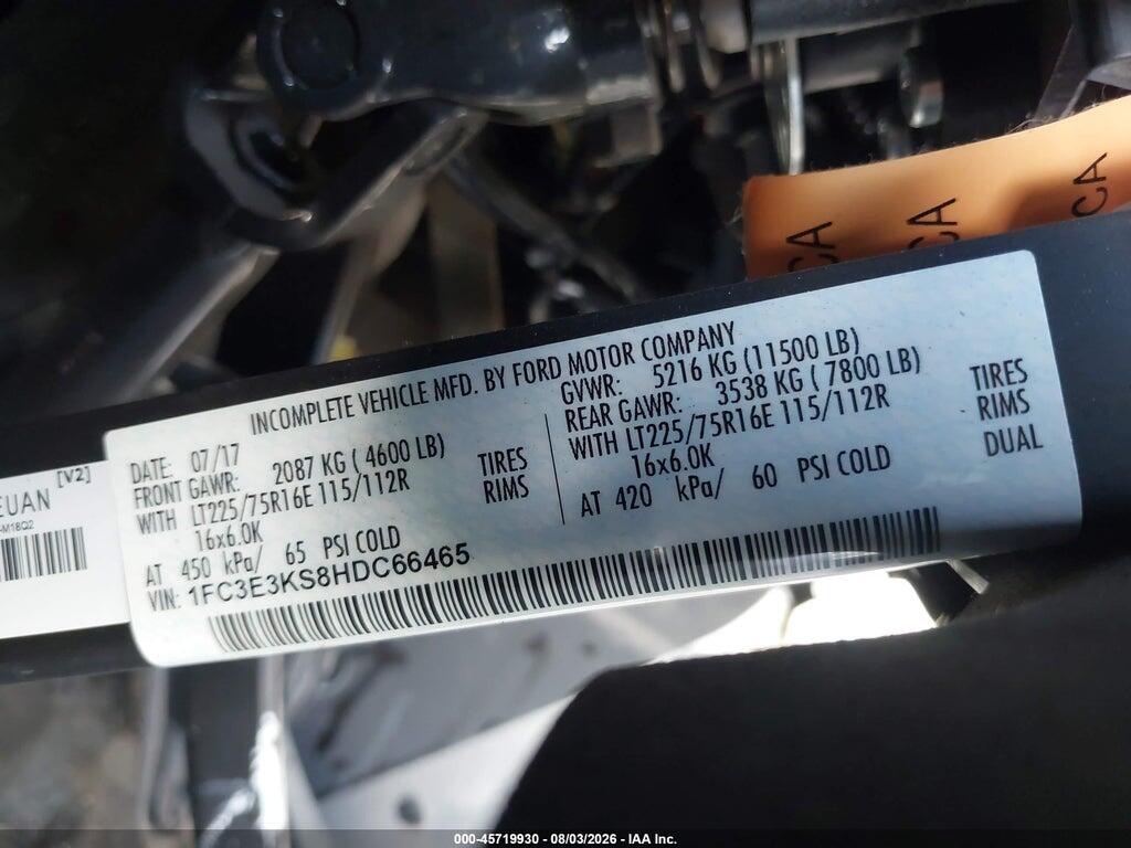 1FC3E3KS8HDC66465 2017 FORD E-350 STRIPPED photo no. 9