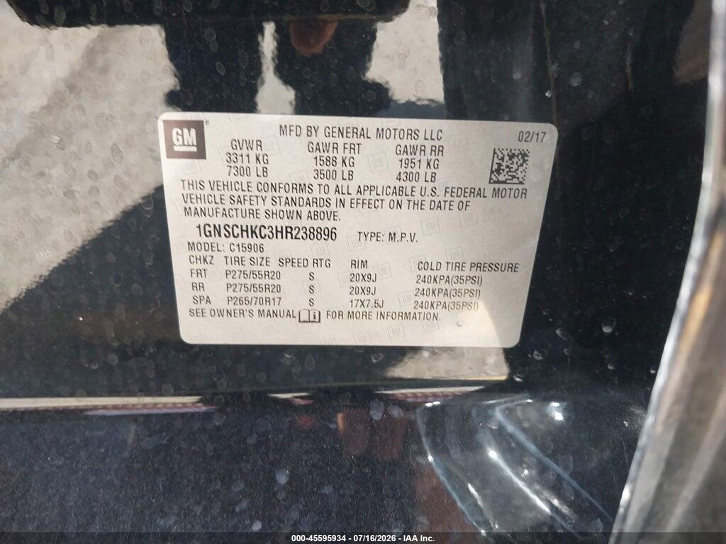 1GNSCHKC3HR238896 2017 CHEVROLET SUBURBAN photo no. 9