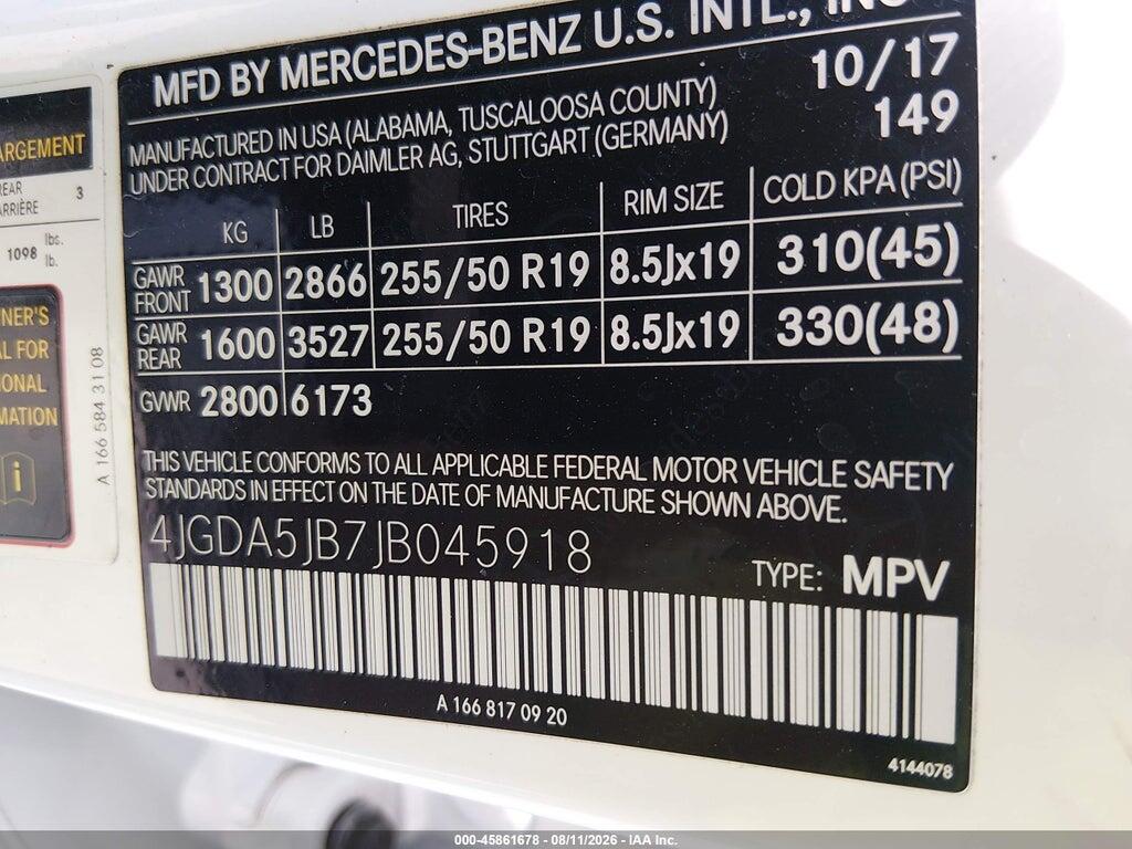 4JGDA5JB7JB045918 2018 MERCEDES-BENZ GLE 350 photo no. 9