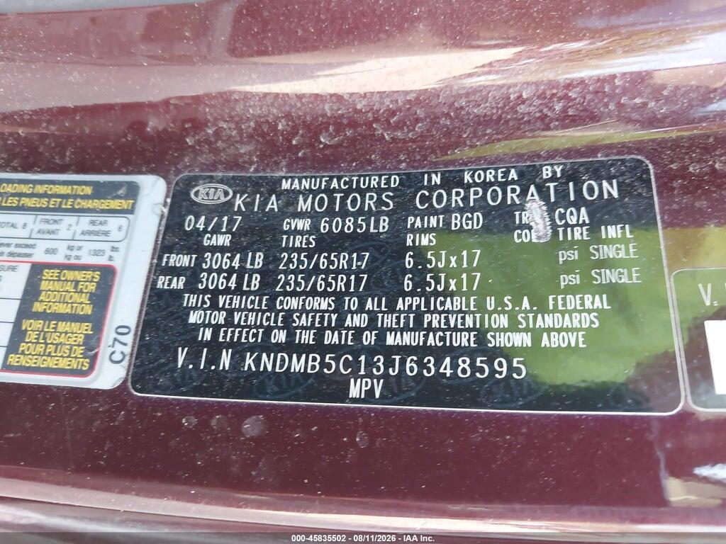 KNDMB5C13J6348595 2018 KIA SEDONA photo no. 9