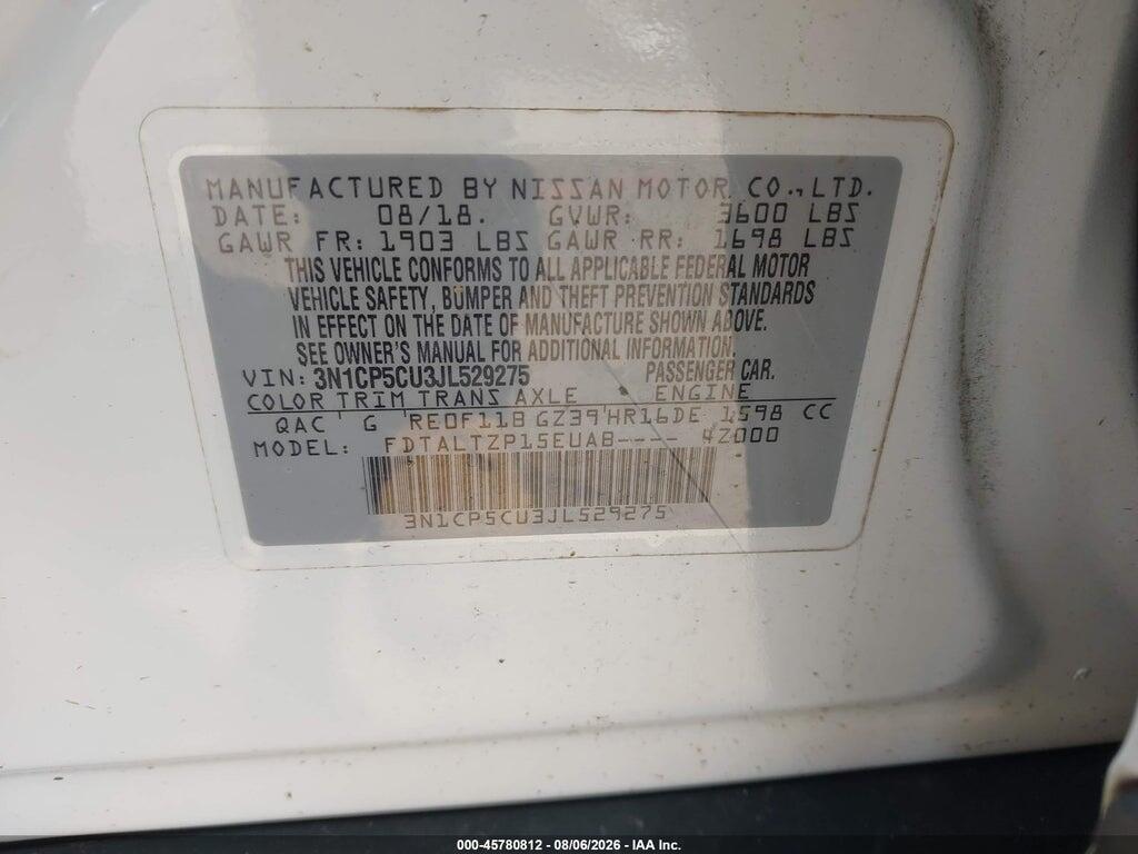 3N1CP5CU3JL529275 2018 NISSAN KICKS photo no. 9