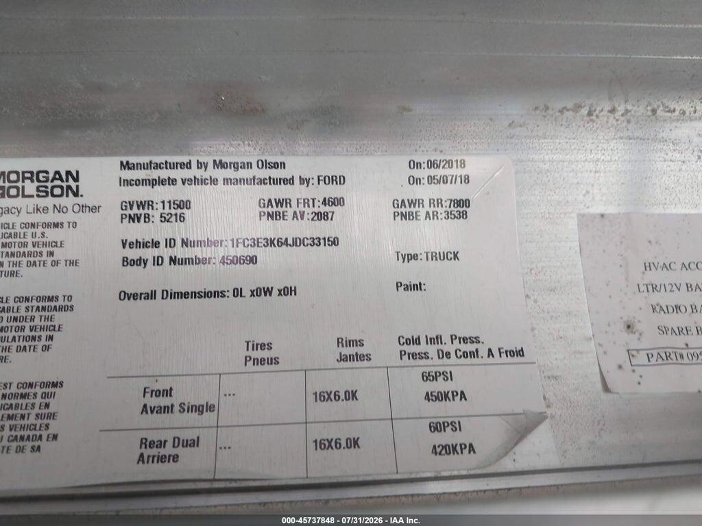 1FC3E3K64JDC33150 2018 FORD E-350 STRIPPED photo no. 9