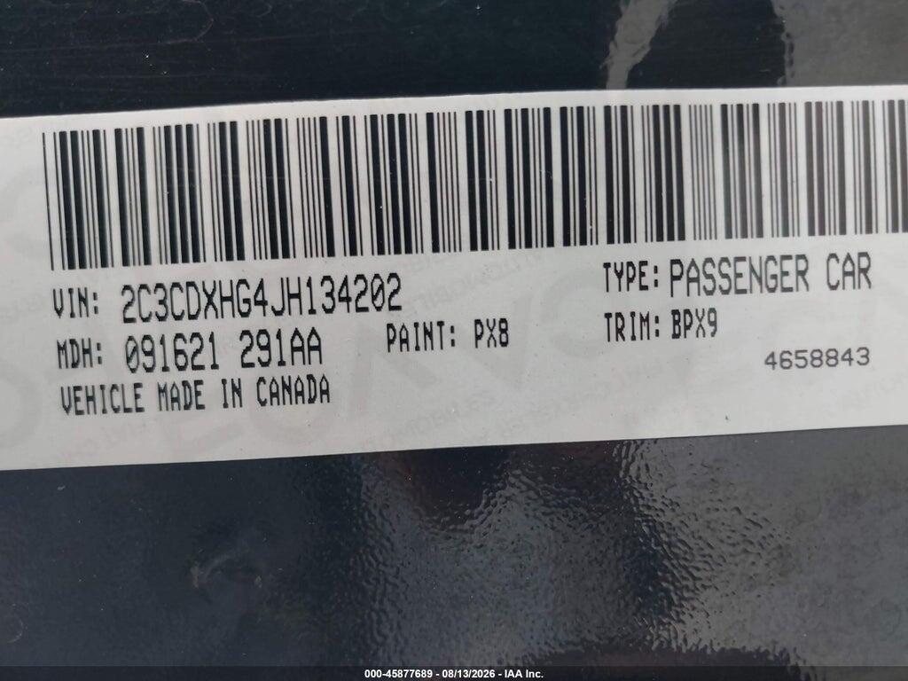 2C3CDXHG4JH134202 2018 DODGE CHARGER photo no. 9