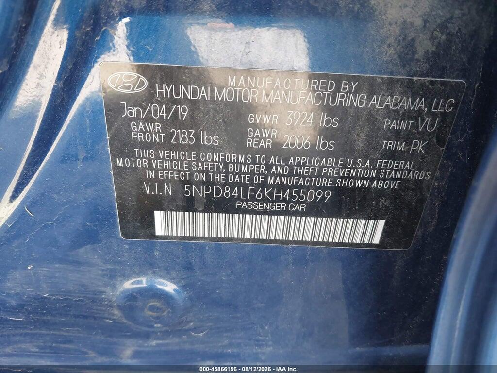 5NPD84LF6KH455099 2019 HYUNDAI ELANTRA photo no. 9