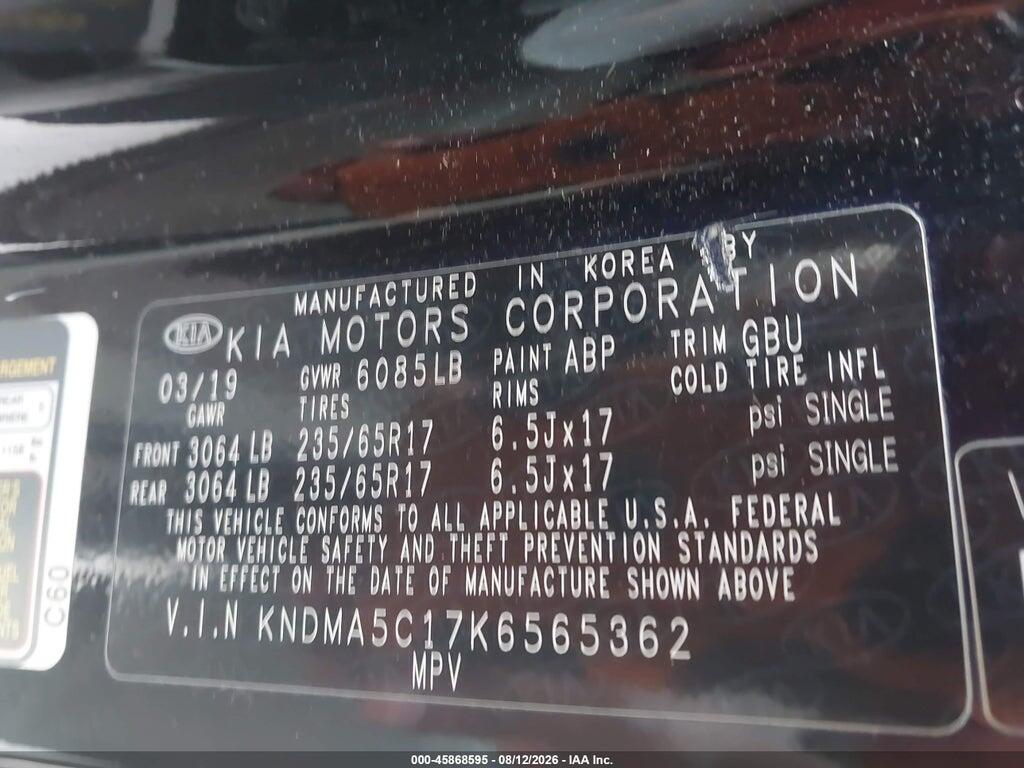 KNDMA5C17K6565362 2019 KIA SEDONA photo no. 9