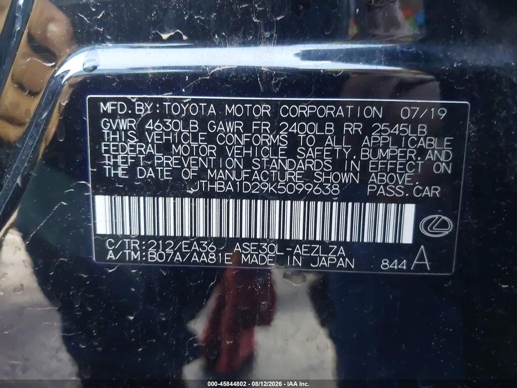 JTHBA1D29K5099638 2019 LEXUS IS 300 photo no. 9