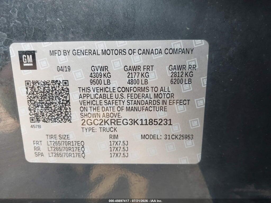 2GC2KREG3K1185231 2019 CHEVROLET SILVERADO 2500HD photo no. 9