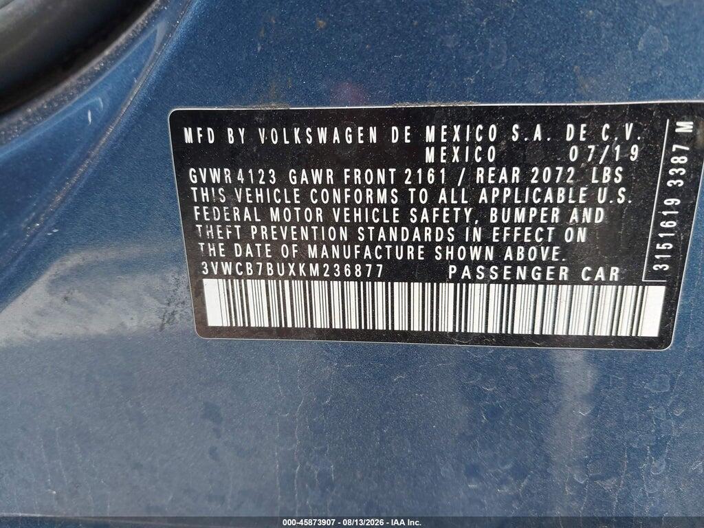 3VWCB7BUXKM236877 2019 VOLKSWAGEN JETTA photo no. 9